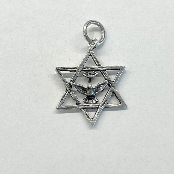 Other - VTG SILVER METAL JEWISH HEBREW STAR OF DAVID NECKLACE PENDANT W/DOVE FOR PEACE